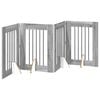 vidaXL Puerta para perros plegable con soportes 4 pcs Gris Sonoma