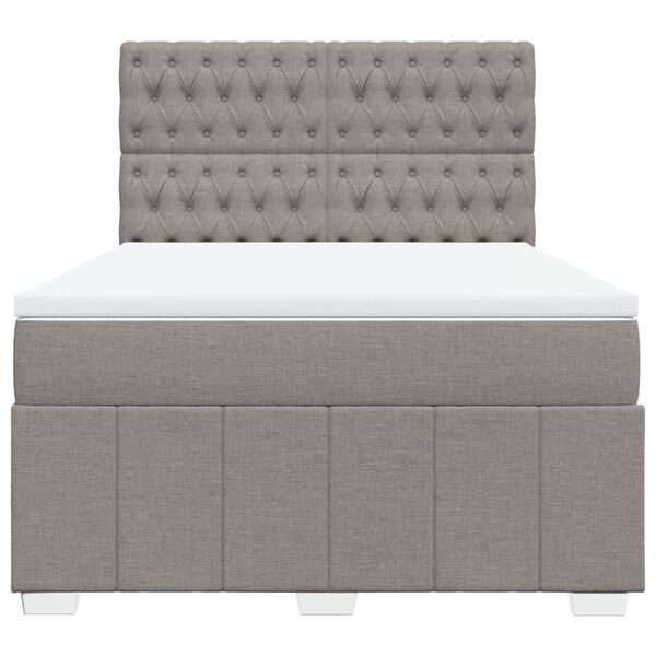 vidaXL Cama box spring con colch&oacute;n tela gris taupe 160x200 cm