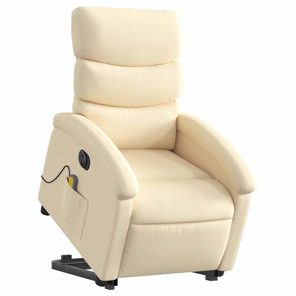 vidaXL Sill&oacute;n de masaje el&eacute;ctrico reclinable elevable tela crema
