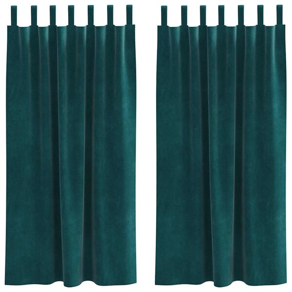 vidaXL Cortinas opacas 2 pcs Verde oscuro 140 x 175 cm Terciopelo