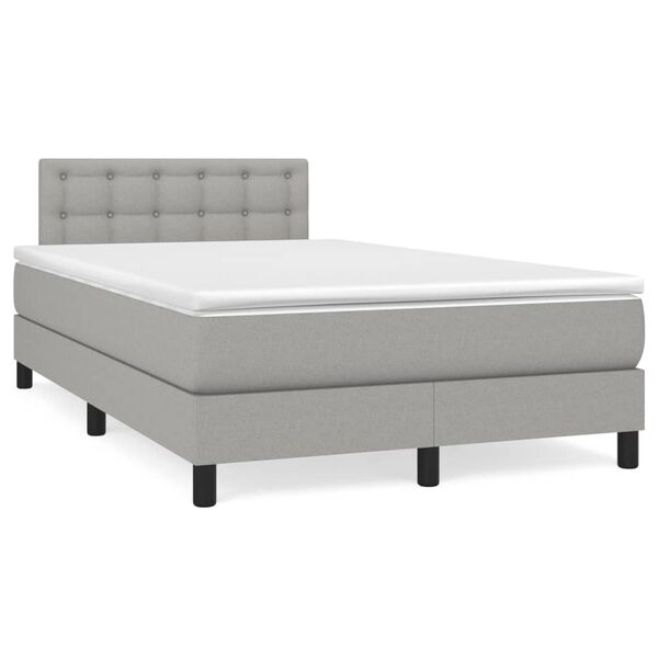 vidaXL Cama box spring con colch&oacute;n y LED tela gris claro 120x190 cm