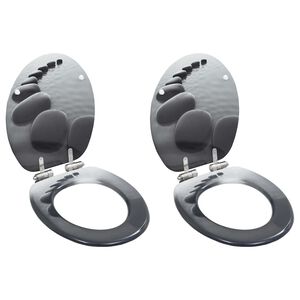 vidaXL Asiento inodoro WC 2 uds tapa de cierre suave MDF dise&ntilde;o rocas