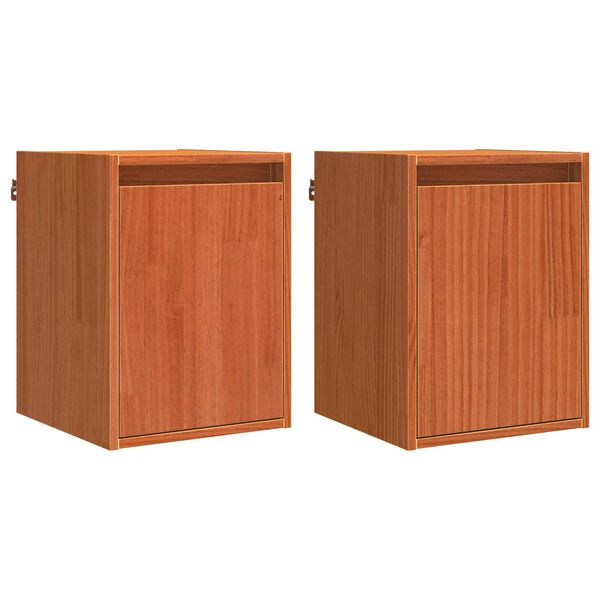 vidaXL Armario de Pared con puerta 2 pcs Marr&oacute;n cera 30 x 30 x 40 cm