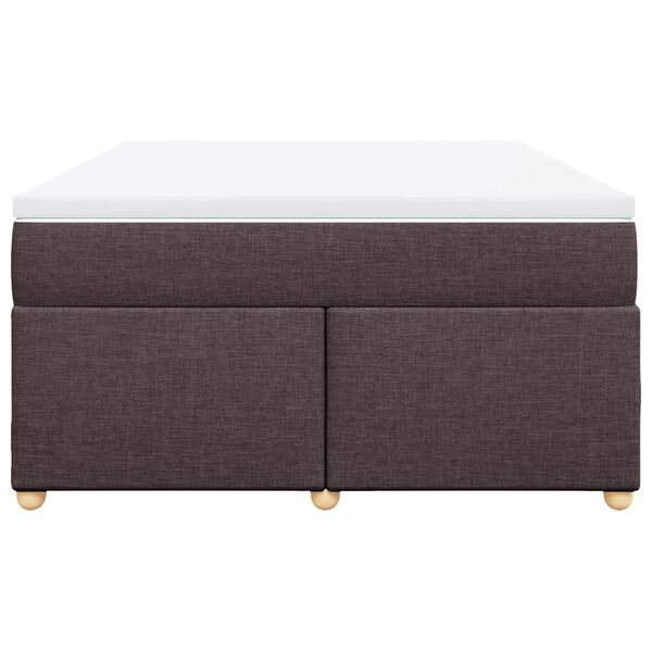 vidaXL Cama box spring con colch&oacute;n tela marr&oacute;n oscuro 140x190 cm