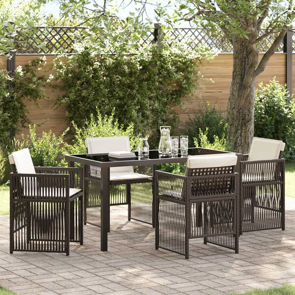 vidaXL Conjunto de Comedor de Jard&iacute;n 5 pcs Marr&oacute;n