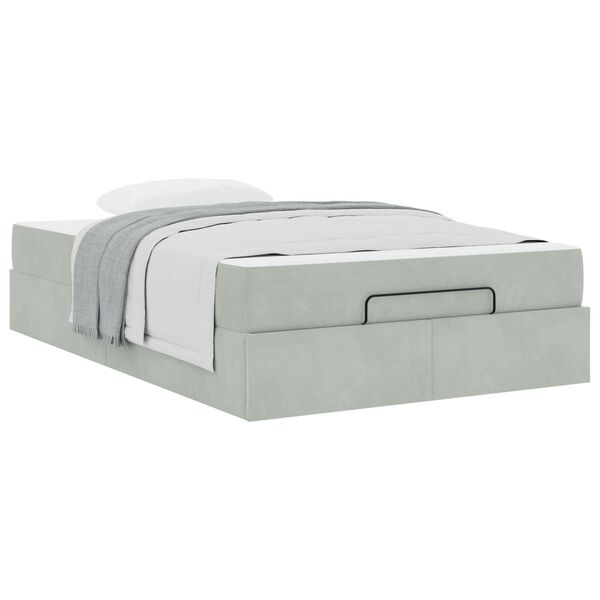 vidaXL Estructura de cama con colch&oacute;n 2 pcs Gris claro Terciopelo
