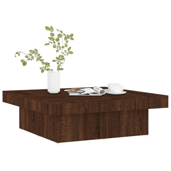 vidaXL Mesa de centro de madera contrachapada roble marrón 90x90x28 cm