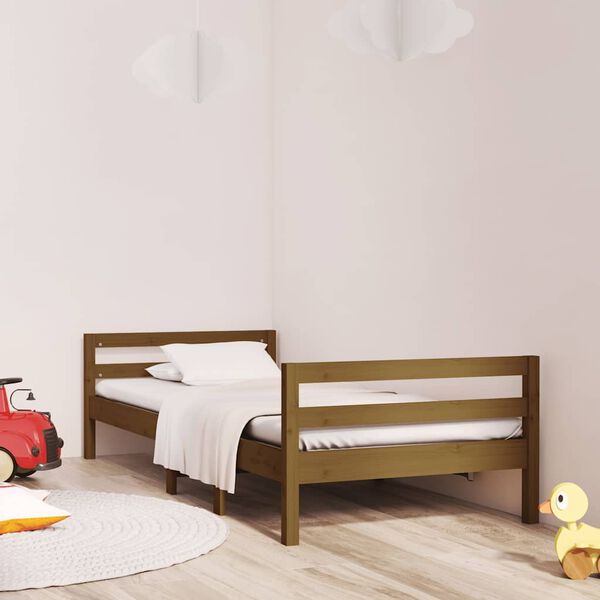 vidaXL Estructura de cama madera maciza de pino marr&oacute;n miel 75x190 cm