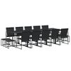 vidaXL Juego de comedor de jard&iacute;n 15 piezas textileno negro