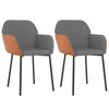vidaXL Sillas de comedor 2 unidades cuero sint&eacute;tico y tela gris claro
