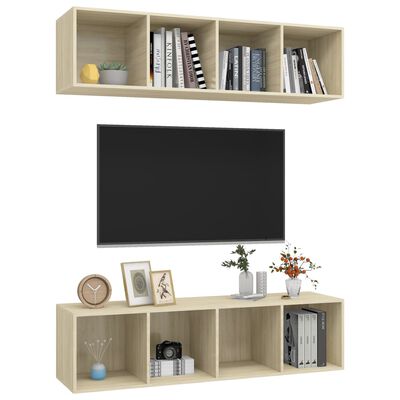 vidaXL Muebles de pared para TV 2 uds aglomerado color roble Sonoma