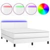 vidaXL Cama box spring colch&oacute;n y LED cuero sint&eacute;tico blanco 140x200 cm