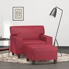 vidaXL Sill&oacute;n con taburete cuero sint&eacute;tico rojo tinto 60 cm