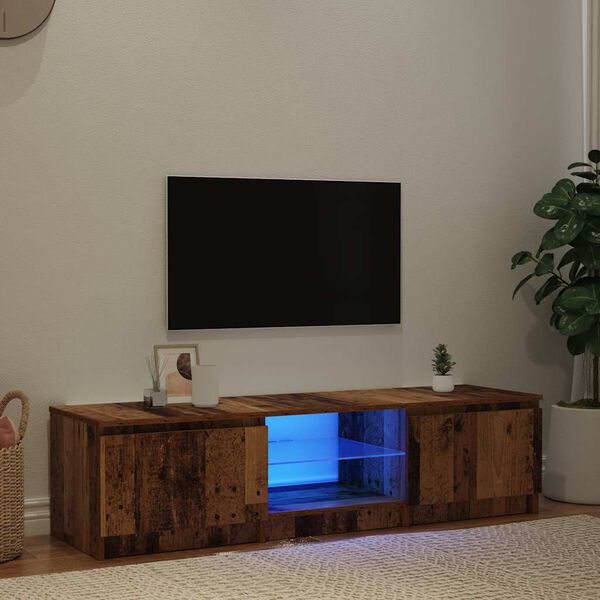 vidaXL Mueble TV luces LED madera ingenier&iacute;a envejecida 140x40x36 cm