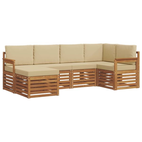 vidaXL Juegos de sof&aacute;s 6 pcs Natural y Beige Madera de Acacia S&oacute;lida