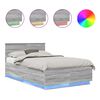 vidaXL Estructura de cama con tiras LED Gris Sonoma 120 x 200 cm