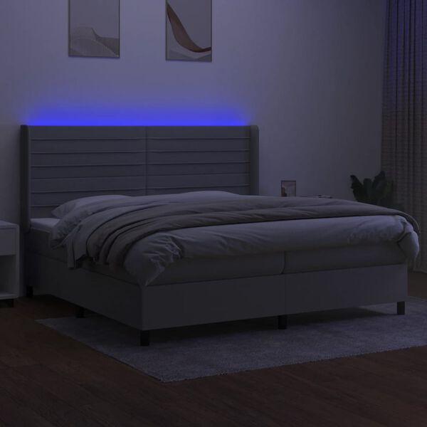 vidaXL Cama box spring con colch&oacute;n tela y LED gris claro 200x200 cm