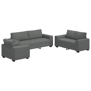 vidaXL Conjunto de sof&aacute; de 3 piezas con cojines de tela gris oscuro
