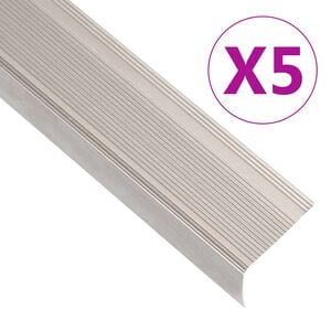 vidaXL Perfiles de pelda&ntilde;os forma de L 5 uds aluminio champ&aacute;n 100 cm