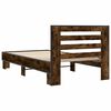 vidaXL Estructura cama madera ingenier&iacute;a metal roble ahumado 90x190 cm