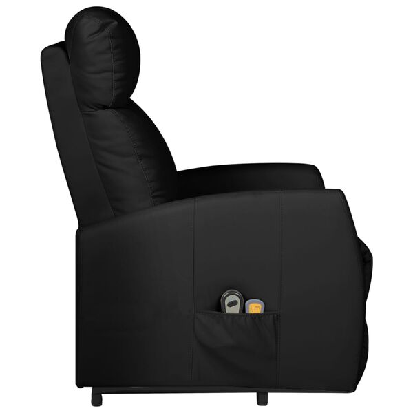 vidaXL Sill&oacute;n de masaje elevable cuero sint&eacute;tico negro