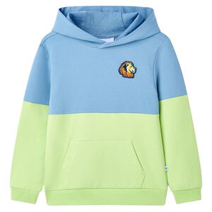 Sudadera infantil con capucha azul y amarillo suave 92