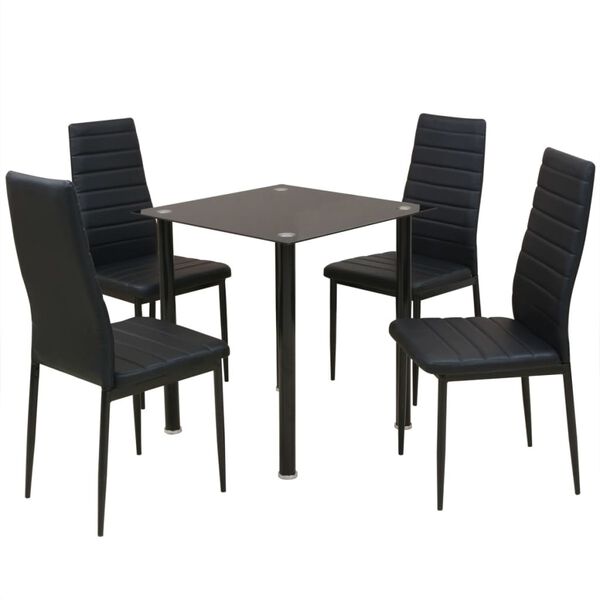 vidaXL Conjunto de mesas y sillas de comedor de cinco piezas negro