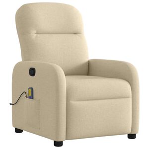 vidaXL Sill&oacute;n de masaje reclinable de tela crema