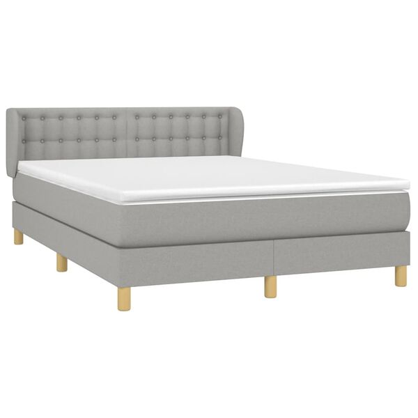 vidaXL Cama box spring con colch&oacute;n tela gris claro 140x190 cm