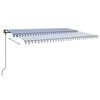 vidaXL Toldo autom&aacute;tico con LED sensor de viento azul y blanco 6x3 m