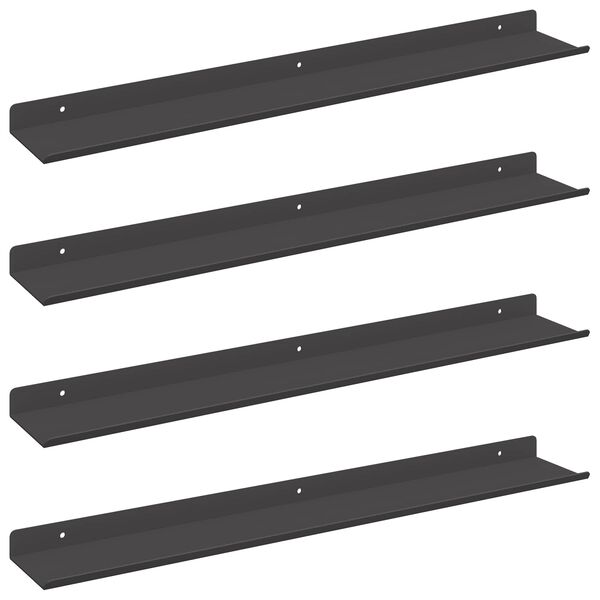 vidaXL Estante flotante 4 pcs Negro 60 x 8,5 x 2,5 cm Acero