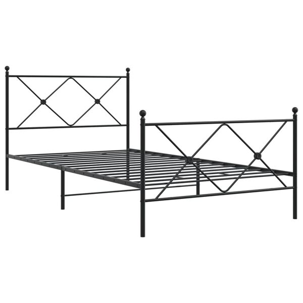 vidaXL Estructura cama sin colch&oacute;n con estribo metal negro 107x203 cm