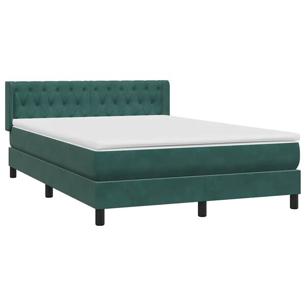 vidaXL Cama box spring con colch&oacute;n terciopelo verde oscuro 160x210 cm