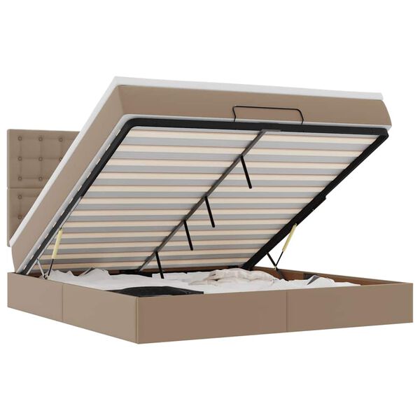 vidaXL Estructura cama otomana colch&oacute;n cappucino cuero sint&eacute;tico