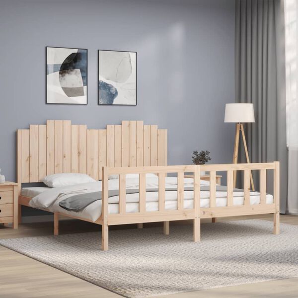 vidaXL Estructura de cama con cabecero madera maciza 180x200 cm
