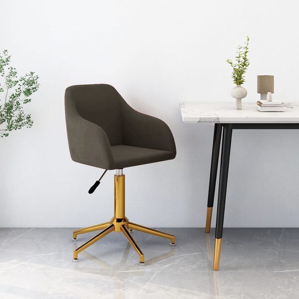 vidaXL Silla de comedor giratoria de terciopelo gris oscuro