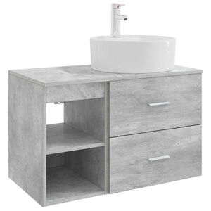 vidaXL Juego de muebles de ba&ntilde;o 2 pcs Gris Hormig&oacute;n