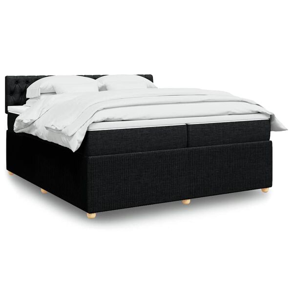 vidaXL Cama box spring con colch&oacute;n tela negro 200x200 cm