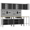 vidaXL Conjunto de armarios de trabajo con caj&oacute;n 10 uds. Negro y Gris