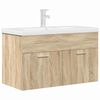 vidaXL Mueble de ba&ntilde;o con lavabo incorporado y grifo roble Sonoma