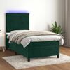vidaXL Cama box spring colch&oacute;n y LED terciopelo verde oscuro 100x200cm