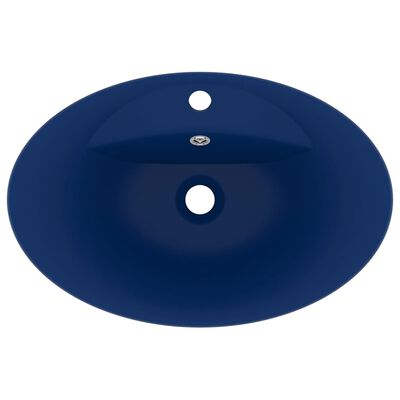 vidaXL Lavabo lujoso con rebosadero cerámica azul oscuro 58,5x39cm