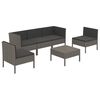 vidaXL Set de muebles de jard&iacute;n 6 pzas y cojines rat&aacute;n sint&eacute;tico gris