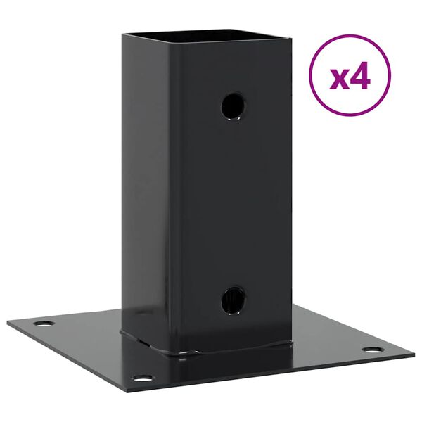vidaXL Bases para postes cuadradas 4 uds. Antracita 71x71 mm