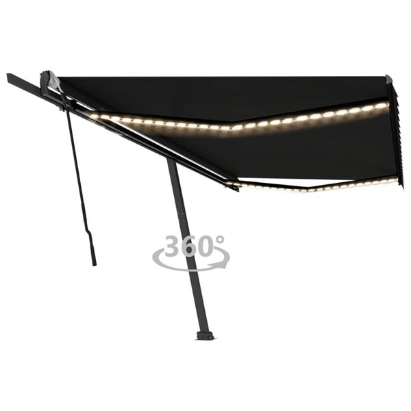 vidaXL Toldo retráctil manual con LED gris antracita 500x300 cm