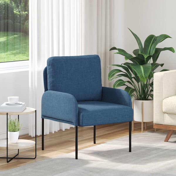 vidaXL Sof&aacute;s con coj&iacute;n 55cm Azul Madera contrachapada