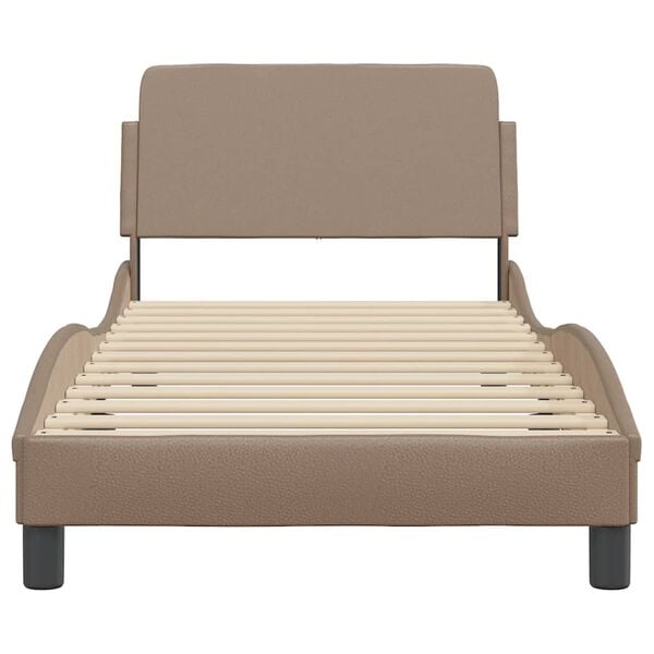 vidaXL Estructura de cama Dover cuero sint&eacute;tico capuchino 90x200 cm