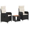 vidaXL Conjunto de Sof&aacute;s de Jard&iacute;n 3 uds. Negro y Crema