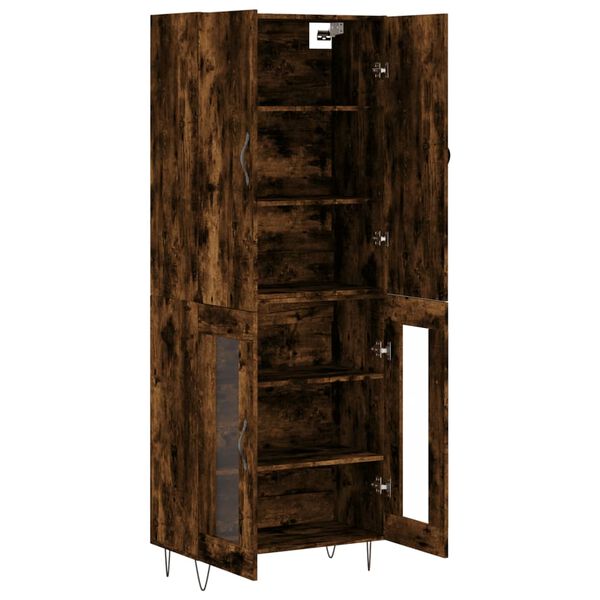 vidaXL Aparador alto madera contrachapada roble ahumado 69,5x34x180 cm
