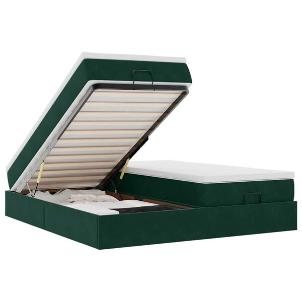 vidaXL Estructura de cama otomana colchones terciopelo verde oscuro